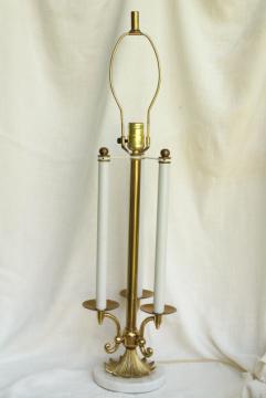 catalog photo of vintage Stiffel french bouillotte lamp, heavy brass candelabra w/ marble base