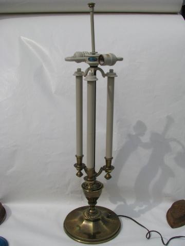photo of vintage Stiffel label, big solid brass two-light table lamp #3