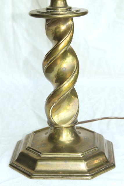 photo of vintage Stiffel lamps, barley twist heavy brass candlestick lamp pair #10