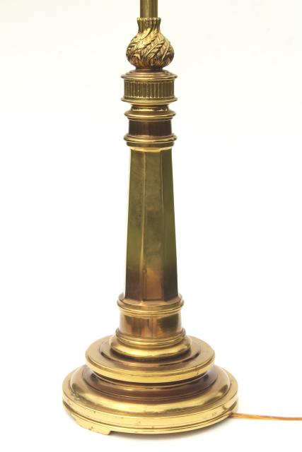 photo of vintage Stiffel polished solid brass flame torch table lamp w/ 3-way switch  #1