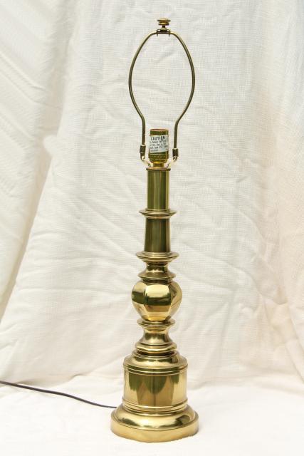 photo of vintage Stiffel polished solid brass table lamp, 3-way switch 150 watts #1