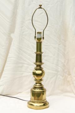 catalog photo of vintage Stiffel polished solid brass table lamp, 3-way switch 150 watts