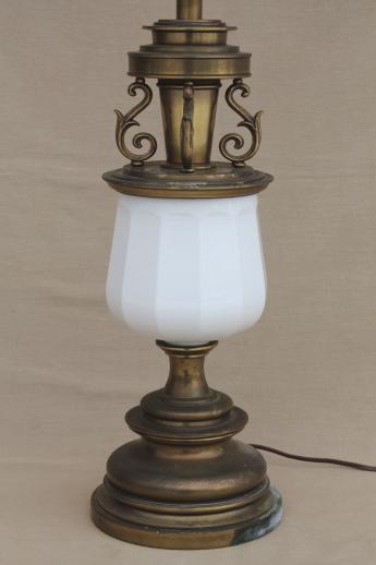 photo of vintage Stiffel solid brass table lamp - 60s french country chateau style, white & gold #1