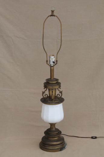 photo of vintage Stiffel solid brass table lamp - 60s french country chateau style, white & gold #3