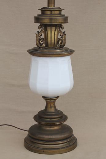 photo of vintage Stiffel solid brass table lamp - 60s french country chateau style, white & gold #4