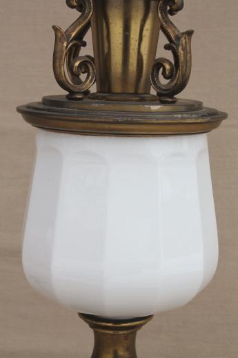 photo of vintage Stiffel solid brass table lamp - 60s french country chateau style, white & gold #5