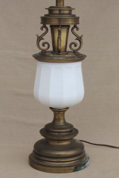 catalog photo of vintage Stiffel solid brass table lamp - 60s french country chateau style, white & gold