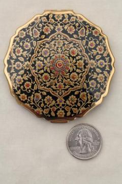 vintage Stratton compact, English enamel gold tone powder compact