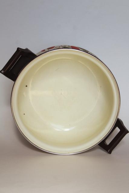 photo of vintage Strawberries n Cream go-along dutch oven enamel pot and lid #9