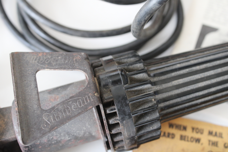 photo of vintage Sunbeam Stewart electric dehorner soldering iron in box, rare old farm tool working #3