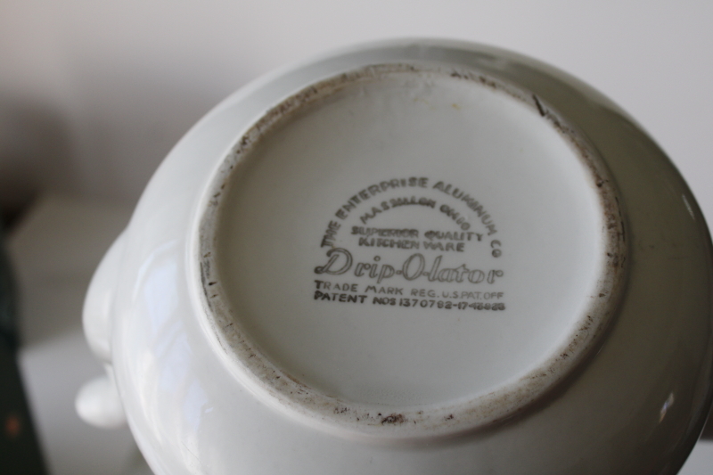 photo of vintage Superior China teapot, Enterprise aluminum drip-o-lator coffee pot, replacement pot only #7