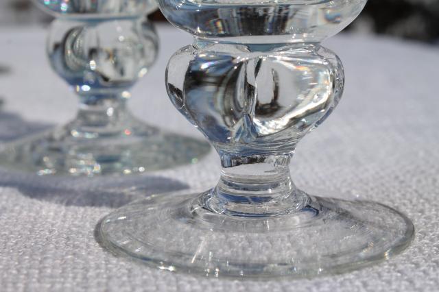 photo of vintage Susquehanna crystal wine glasses or water goblets, six point star pattern glass #6