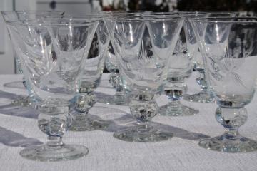 catalog photo of vintage Susquehanna crystal wine glasses or water goblets, six point star pattern glass