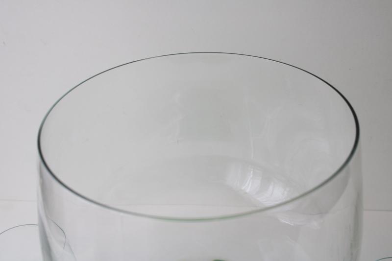 photo of vintage Sussmuth punch bowl & cups, jade green & crystal clear hand blown glass  #8