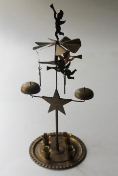 catalog photo of vintage Swedish Christmas candle spinner w/ angels, brass angel candle chimes