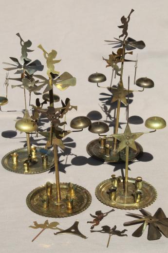 photo of vintage Swedish Christmas candle spinners w/ angels, brass angel candle chimes  #1
