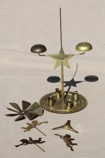 photo of vintage Swedish Christmas candle spinners w/ angels, brass angel candle chimes  #5