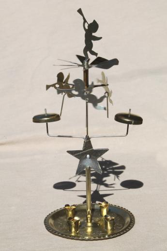 photo of vintage Swedish Christmas candle spinners w/ angels, brass angel candle chimes  #7