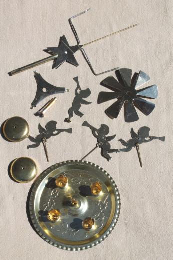 photo of vintage Swedish Christmas candle spinners w/ angels, brass angel candle chimes  #8