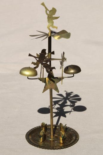 photo of vintage Swedish Christmas candle spinners w/ angels, brass angel candle chimes  #10