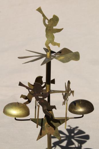 photo of vintage Swedish Christmas candle spinners w/ angels, brass angel candle chimes  #11