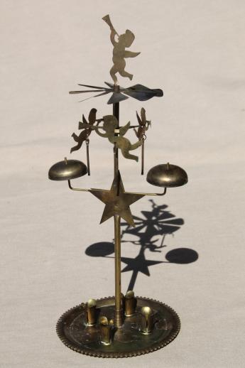photo of vintage Swedish Christmas candle spinners w/ angels, brass angel candle chimes  #14