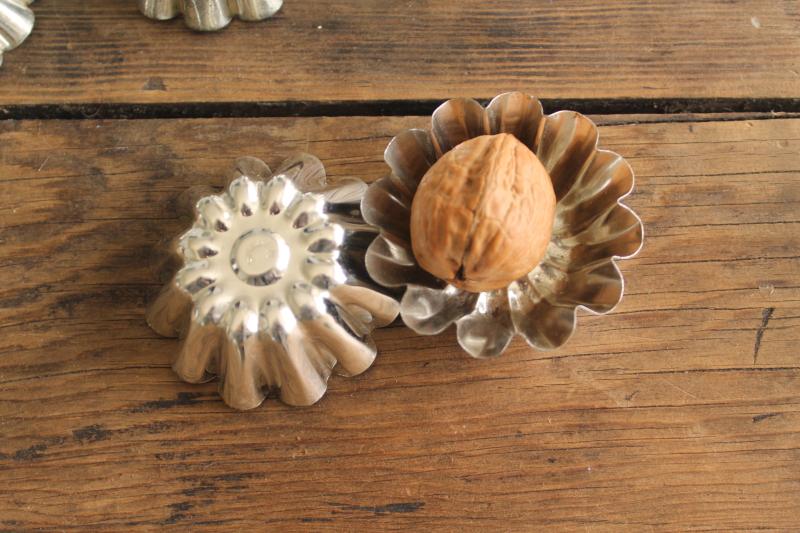 photo of vintage Swedish sandbakkel cookie molds, tiny fluted tart pans, baking tins #6