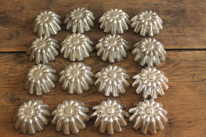 photo of vintage Swedish sandbakkel cookie molds, tiny fluted tart pans, baking tins #7