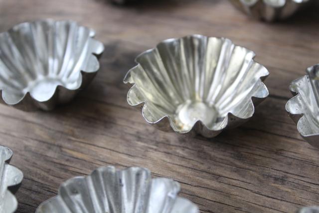 photo of vintage Swedish sandbakkel cookie molds, tiny fluted tart pans, baking tins #3