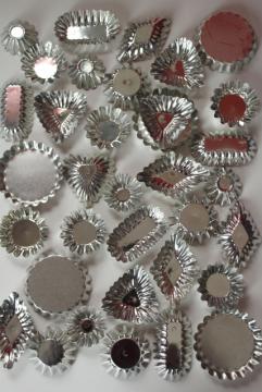 catalog photo of vintage Swedish sandbakkel cookie molds, tiny tinned metal fluted tart & patty pans