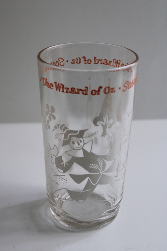 photo of vintage Swift's peanut butter jar drinking glass, Wizard of Oz print tumbler  #1