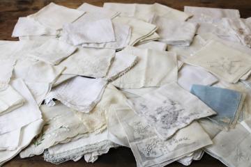 vintage Swiss & Madeira handkerchiefs fine cotton & linen lace & embroidery, white hankies lot