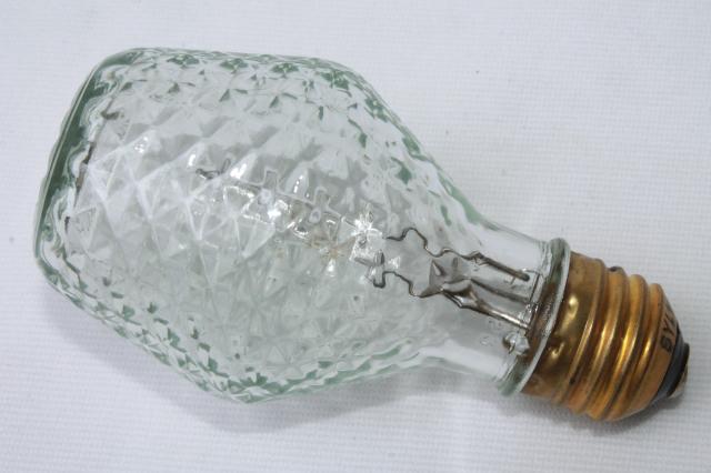 photo of vintage Sylvania novelty edison light bulb, clear quilted glass w/ beehive lantern shape #2