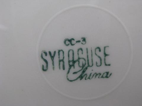 photo of vintage Syracuse China white ironstone restaurantware, set of sandwich plates w/ blue floral #4