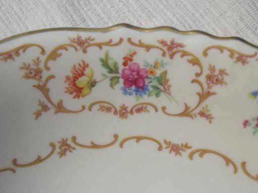 photo of vintage Syracuse Riviera china, multi-colored floral Federal oval bowl #3