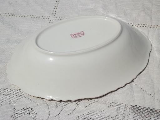 photo of vintage Syracuse Riviera china, multi-colored floral Federal oval bowl #4