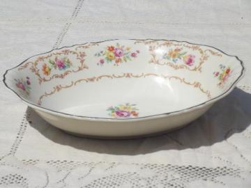 catalog photo of vintage Syracuse Riviera china, multi-colored floral Federal oval bowl