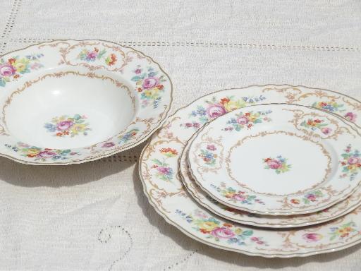 photo of vintage Syracuse Riviera china, multi-colored floral plates and bowls #2