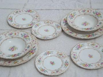 catalog photo of vintage Syracuse Riviera china, multi-colored floral plates and bowls