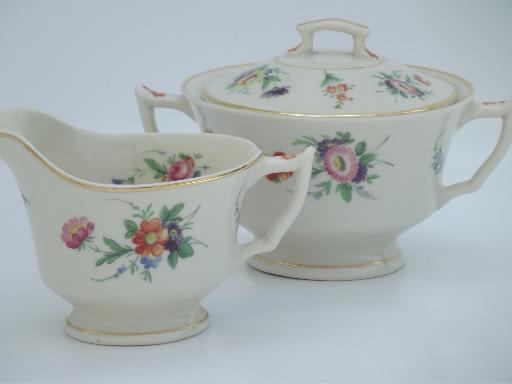 photo of vintage Syracuse china, Old Ivory Selma floral luncheon dishes set for 8 #2