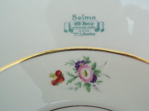 photo of vintage Syracuse china, Old Ivory Selma floral luncheon dishes set for 8 #9