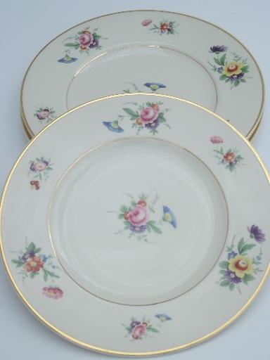 photo of vintage Syracuse china, Old Ivory Selma floral luncheon plates set of 8 #3