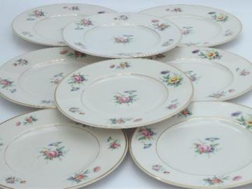 catalog photo of vintage Syracuse china, Old Ivory Selma floral luncheon plates set of 8