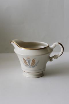 catalog photo of vintage Syracuse china Old Ivory gold trim Governor Clinton pattern cream pitcher