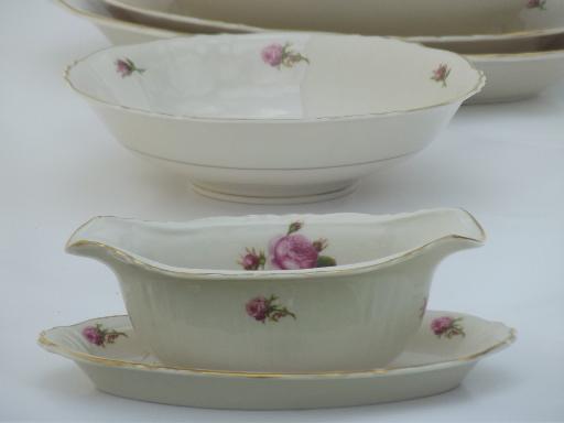 photo of vintage Syracuse china, Victoria moss rose pattern serving pieces lot  #2