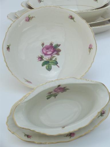 photo of vintage Syracuse china, Victoria moss rose pattern serving pieces lot  #3