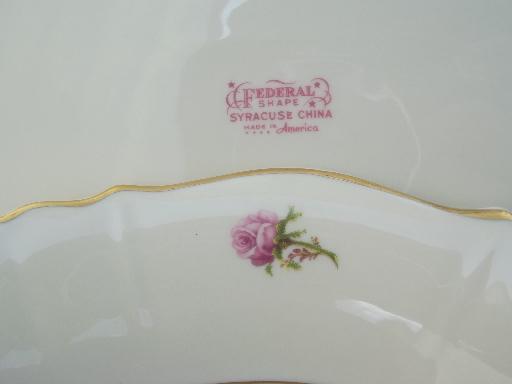 photo of vintage Syracuse china, Victoria moss rose pattern serving pieces lot  #9