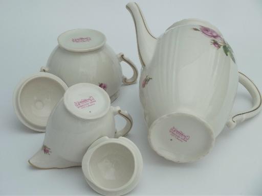 photo of vintage Syracuse china, Victoria rose  coffee pot cream & sugar  #2