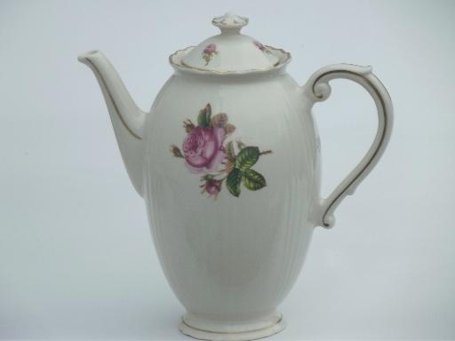 photo of vintage Syracuse china, Victoria rose  coffee pot cream & sugar  #3