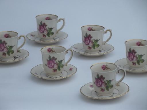 photo of vintage Syracuse china, Victoria rose  demitasse espresso coffee cups #1